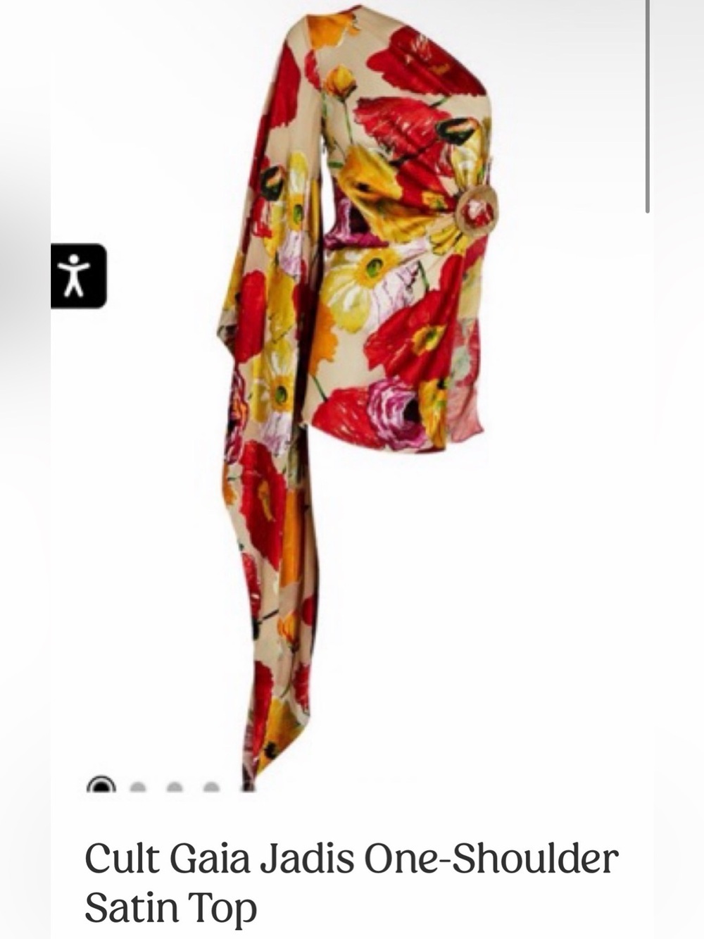 cult gaia asymmetrical floral skirt in beige, red and yellow